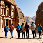 **

"A group of fully clothed, diverse students are exploring ancient ruins in Petra, Jordan. They are wearing modest clothing suitable for hiking. A friendly archaeologist points out historical features. The scene is bathed in warm sunlight. Safe for work, appropriate content, professional photography, perfect anatomy, natural proportions, family-friendly, high quality."

**