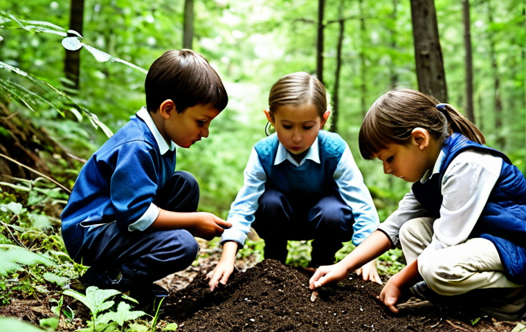 야외 교육 프로그램의 대안 교육 모델 - Sensory Exploration in the Forest**

"A group of fully clothed children, appropriate attire, explori...
