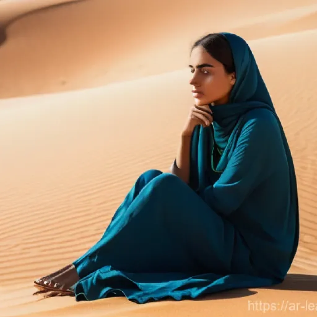 야외 교육을 통한 창의적 문제 해결 - **Prompt Title:** Desert Oasis of Insight
    **Prompt:** A wide, cinematic shot of a young Arab wom...
