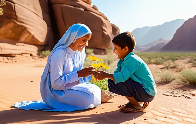 야외 교육 프로그램의 안전 수칙 - A cheerful Arab family, consisting of a mother, father, and two children (a boy and a girl, aged app...