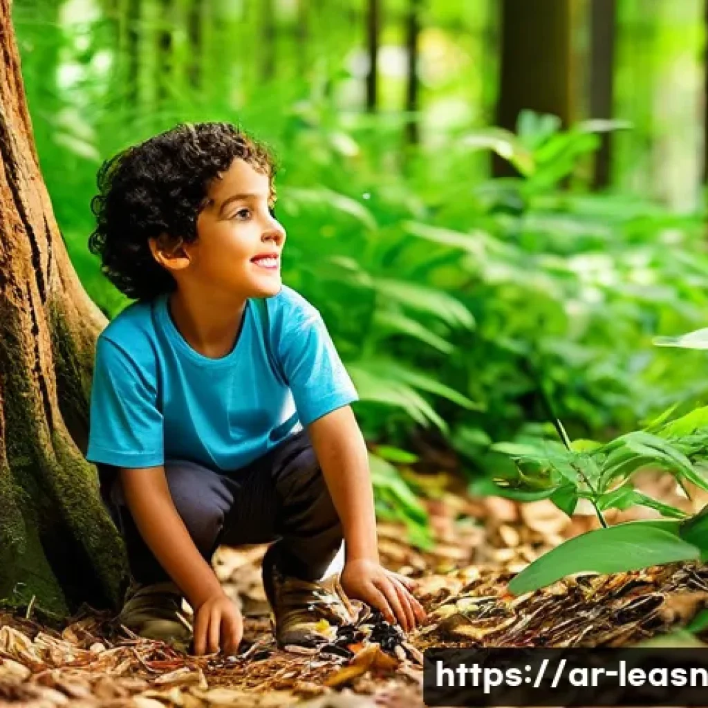 학생들의 창의적 사고를 위한 야외 탐방 - **Prompt 1: A joyful group of Arab children exploring a sunlit forest.**
"A group of diverse, ha...