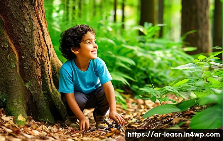 학생들의 창의적 사고를 위한 야외 탐방 - **Prompt 1: A joyful group of Arab children exploring a sunlit forest.**
"A group of diverse, ha...